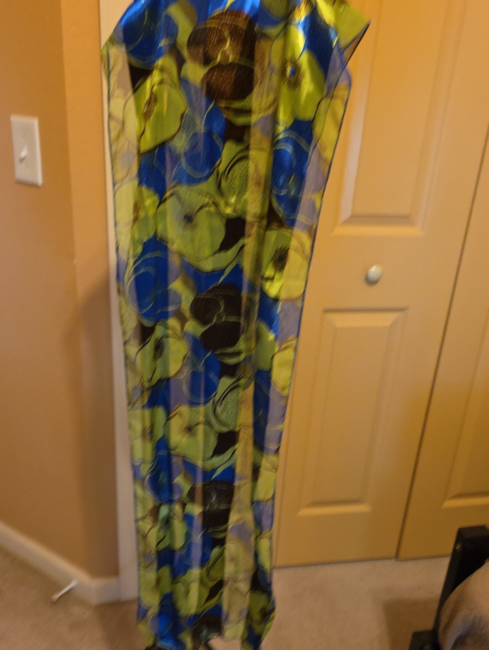 Floral Print Blue & Lime Lightweight Women's Scarf